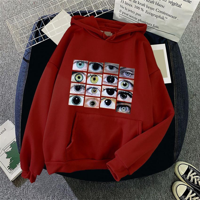 Womens Hoodie Eyes Print Harajuku Funny Pullover Streetwear Harajuku Hoodies Women Hip Hop Fleece Sweatshirt Y2K Unisex Clothes