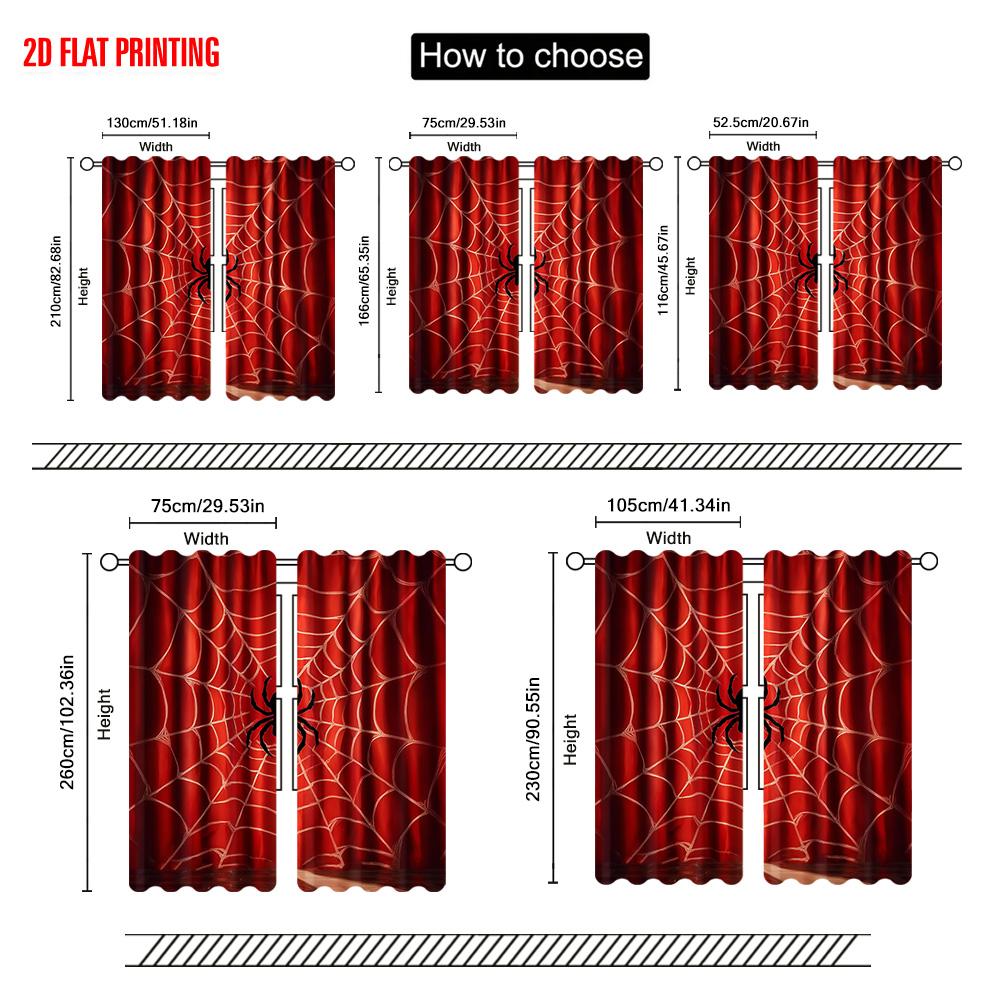 2 Stück moderne Vorhänge mit Spinnen- und Insektenmotiv aus Polyester (ohne Stange) Dekorationen für den Außenbereich, ideal für Schlafzimmer &