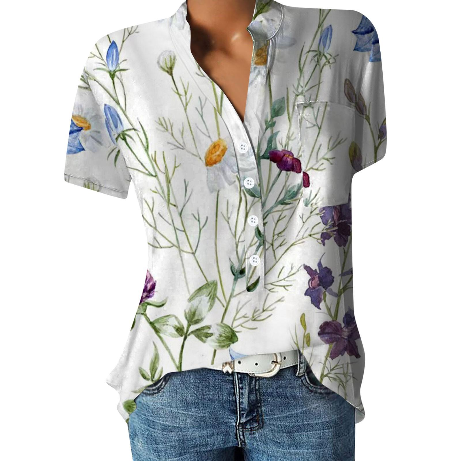 

Женская повседневная рубашка на пуговицах с короткими рукавами и принтом XL жёлтый