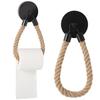 Hemp Rope and Black Iron Wall-Mounted Toilet Paper Holder - Vintage Roll Holder 25 X 14 Cm