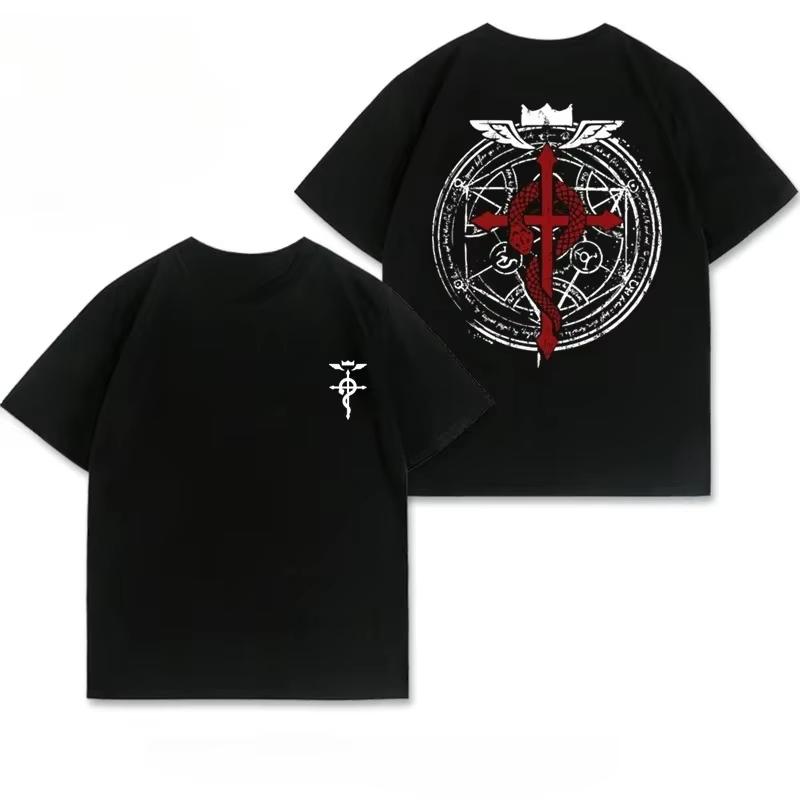 Men's Casual Comfortable Cotton T-Shirt Fantasy Alchemy Magic Circle Graphic Print Tee Summer Short Sleeve Streetwear Harajuku Hip-Hop Unisex