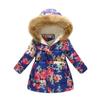 Autumn and Winter Children's Cotton Jacket Boys and Girls Fashion Printing Cartoon Big Boy Long Section Hair Collar Hooded Cotton Coat Jacket