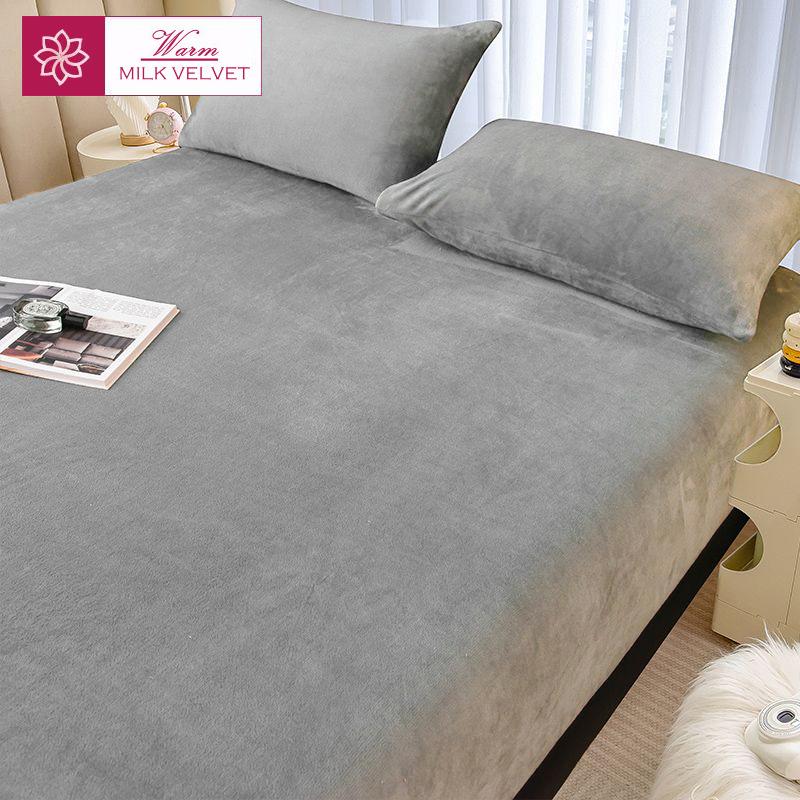 

WOSTAR Зимняя теплая плюшевая простыня на резинке, эластичный наматрасник, пушистый бархатный флис, постельное белье для пары, термо, двуспальная, кинг-сайз Pillowcase No sheet