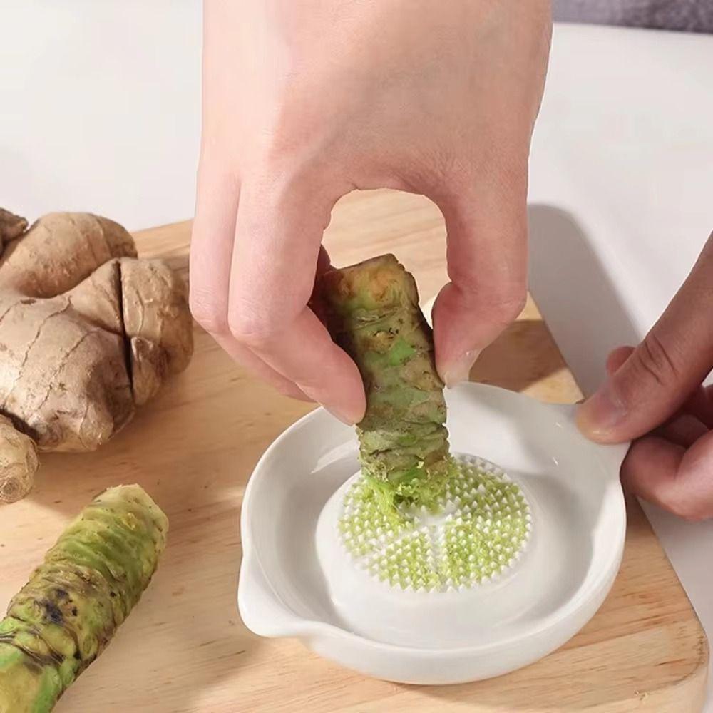 Manual Garlic Shredding Plate Round Porcelain Carrot Grinding Dish Ginger Garlic Paste