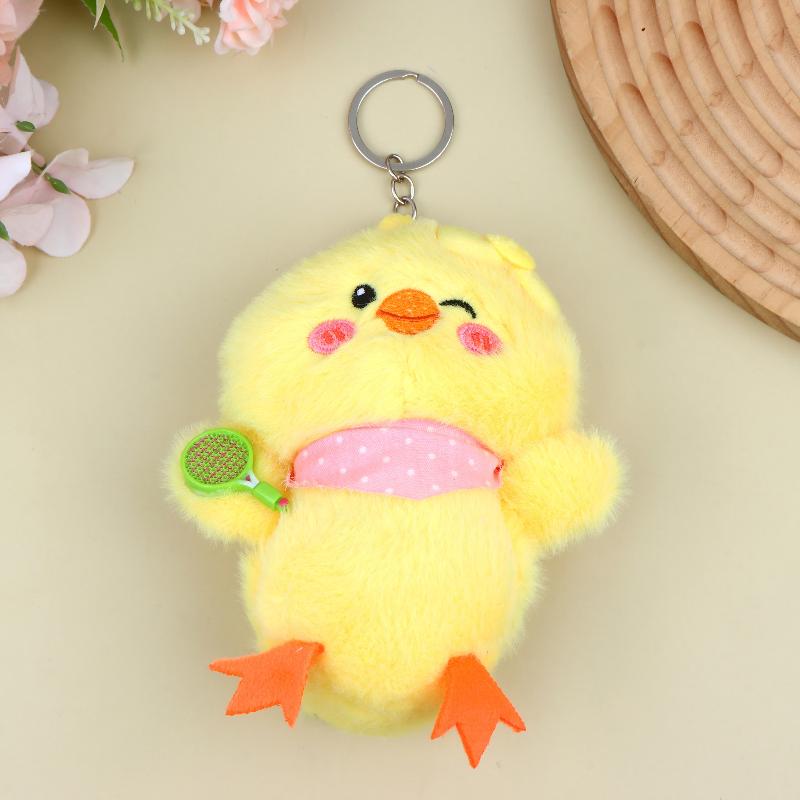 Cute Yellow Duck Chick Plush Keychain Fluffy Soft Animal Doll Bag Pendant Backpack Decor for Kids Girls Birthday Gifts