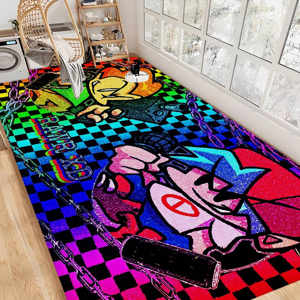 Tappetino da pavimento F-Friday Night Funkin Antiscivolo Assorbe Acqua Striscia Lunga Cuscino Tappeto per Camera da Letto Alfombra