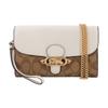 21 Carriage Logo Leather Chain Bag Crossbody Shoulder Bag Women's Khaki Presbyopic Pattern White