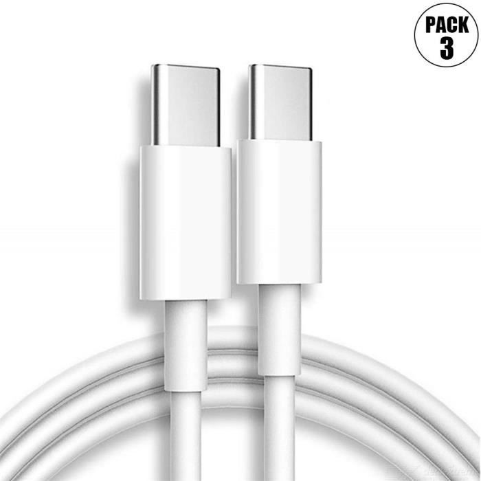 3x Câble Chargeur Type-C vers Type-C Blanc 1M pour Xiaomi Redmi Note 14 Note 13 Pro Note 13 5G Redmi 13C 14C