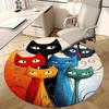 1pc Colorful Cat Faces Round Carpet Anime Design Office Chair Mat, Non Slip Rug for Home Decor