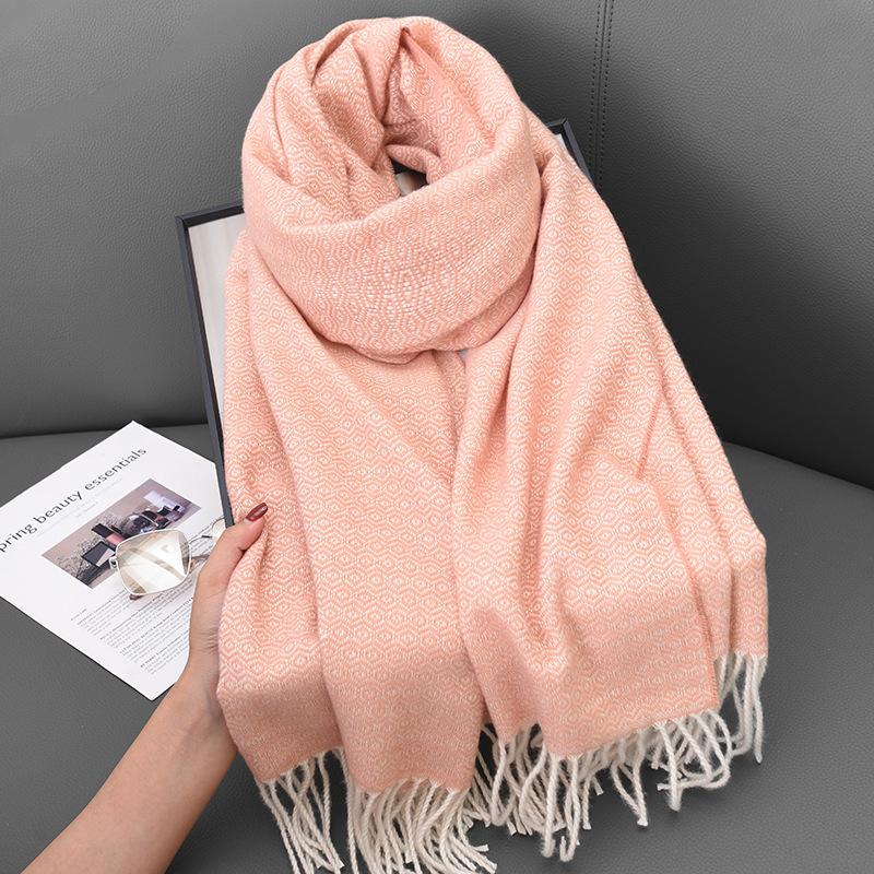 Scarf Exquisite in Honeycomb Mid Length Tassel Shawl High End Cold Proof and Warm Versatile Couple Student Scarf
