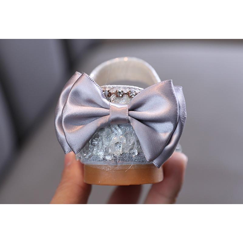 Spring-summer-autumn Bowknot Korean Rhinestone Soft-soled Girls' Sandals, Princess Shoes, Children's Shoes, Spring-style Girls' Leather Shoes
