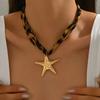 Cross Necklace Leopard Print Flower Love Pendant Summer Ocean Shell Starfish Collarbone Chain