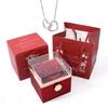 Personalized Couple's Names Heart Necklace Custom Jewelry Rotating Preserved Rose Box For Women Wife Valentine's Day Gift