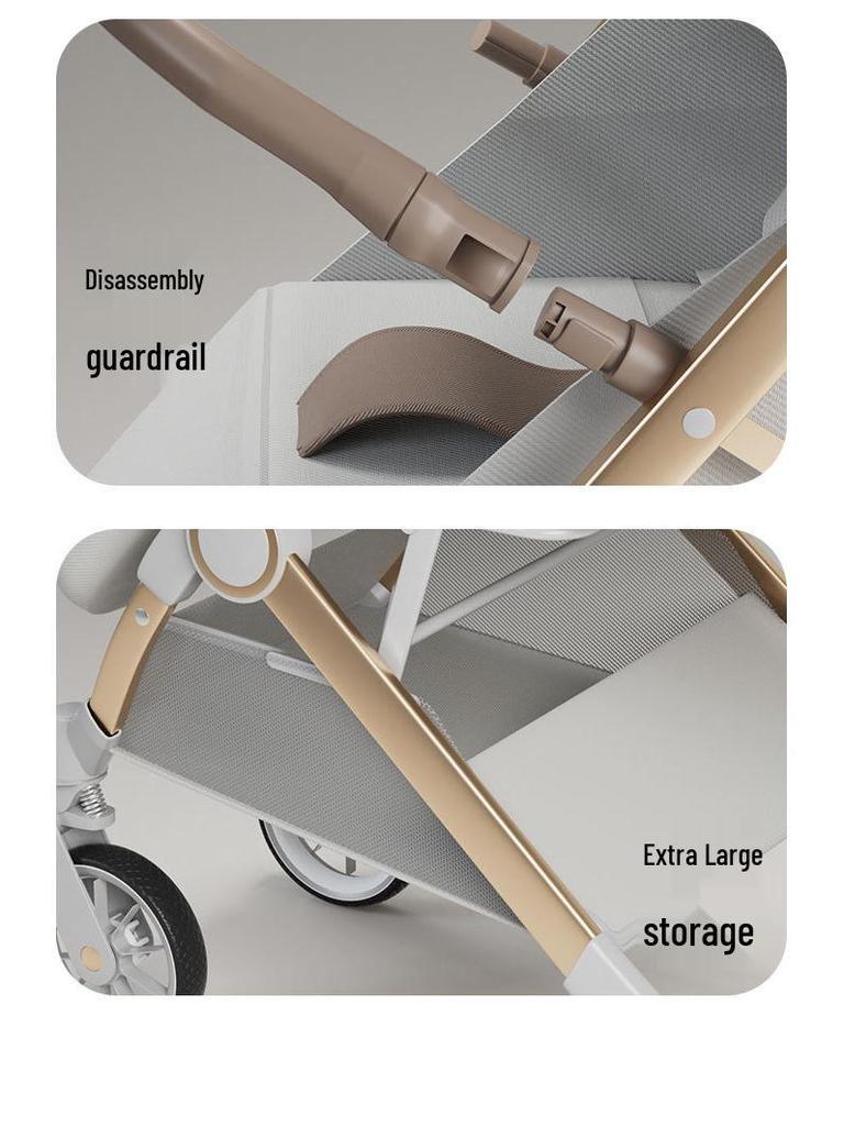 Two-way, Three-position Stroller: Sit or Lie, One-click Fold, Ultra-light, Portable Four-wheel Outdoor Baby Carriage.