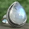 Waterdrop Shaped Synthetic Moonstone Vintage Exquisite Ring for Women Elegant Fashion Banquet Wedding Engagement Jewelry Crafts