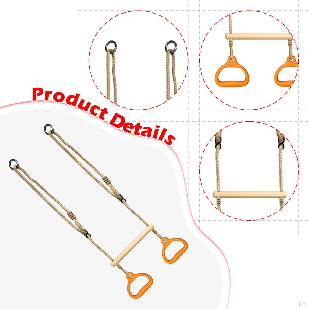 Trapeze Swing Bar Hanging Rings for Indoor Outdoor Use Fitness Home Gym