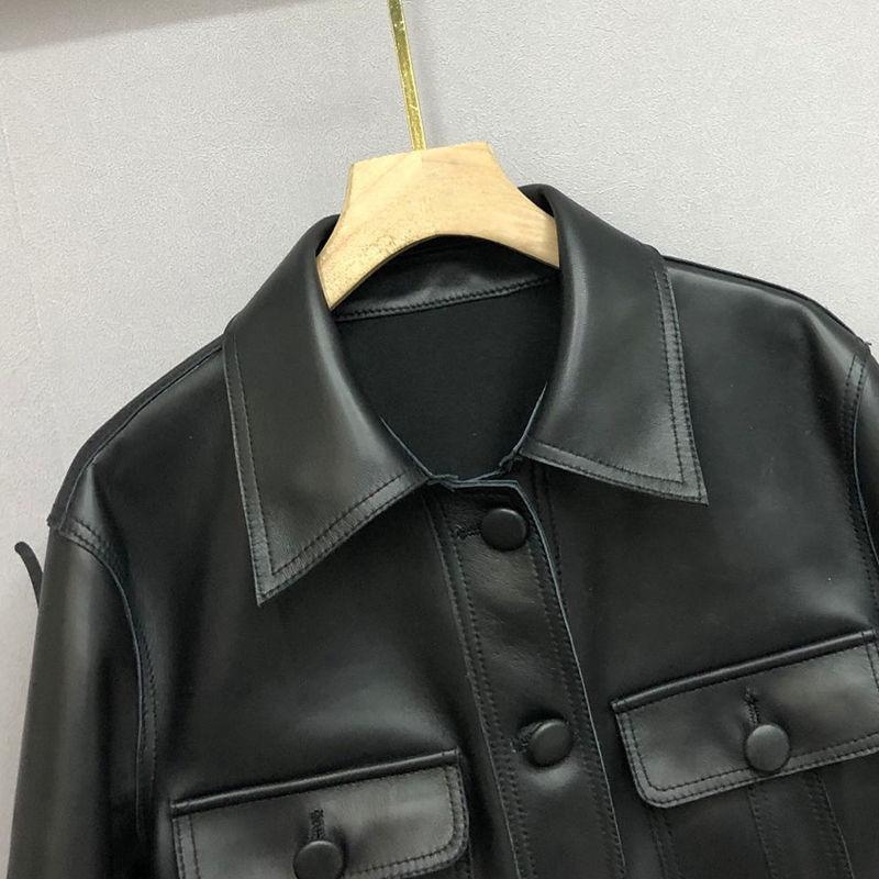 European Cropped Leather Jacket Women's Motorcycle PU Leather Short Korean Loose Workwear Hong Kong Wind Jacket