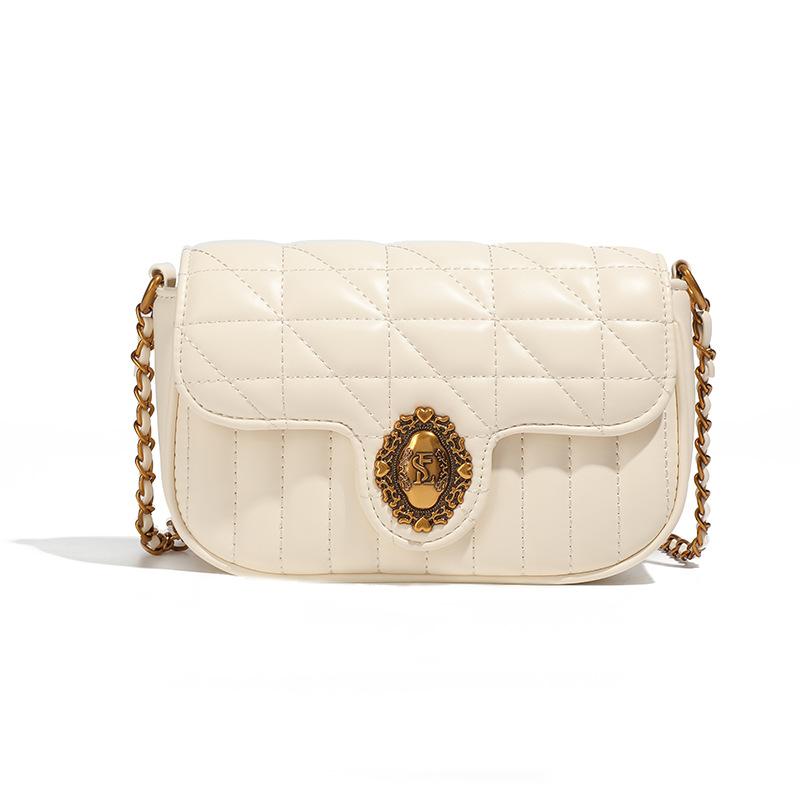 2024 New High-End Summer Versatile Crossbody Small Square Bag, Vintage Single-Shoulder Crossbody Quilted Chain Small Square Bag