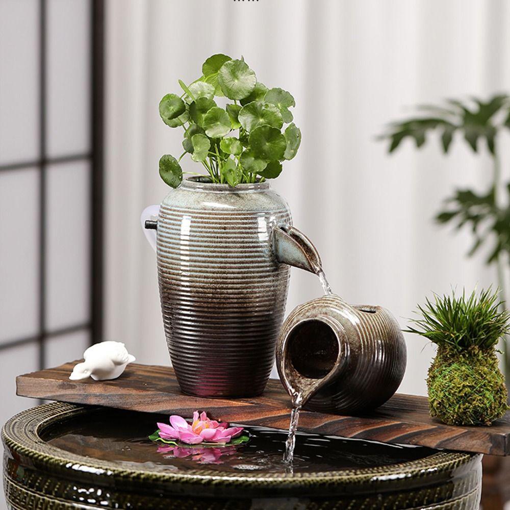 Top Opening Circulating Waterfall Jar Flower Pots Open Ceramic Tank  Courtyard