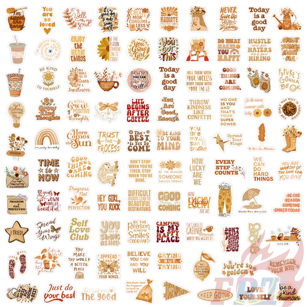 

130Pcs/Set Coffee Color Healing Phrase Mini Diary Manual Stickers DIY Scrapbooks Album Decor Decals Stickers