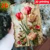 Vintage Shabby Chic Pink Tulips and Roses Floral Art High Definition Metal Tin Sign Wall Art  HD Printed Tin Plate Decor for Ho