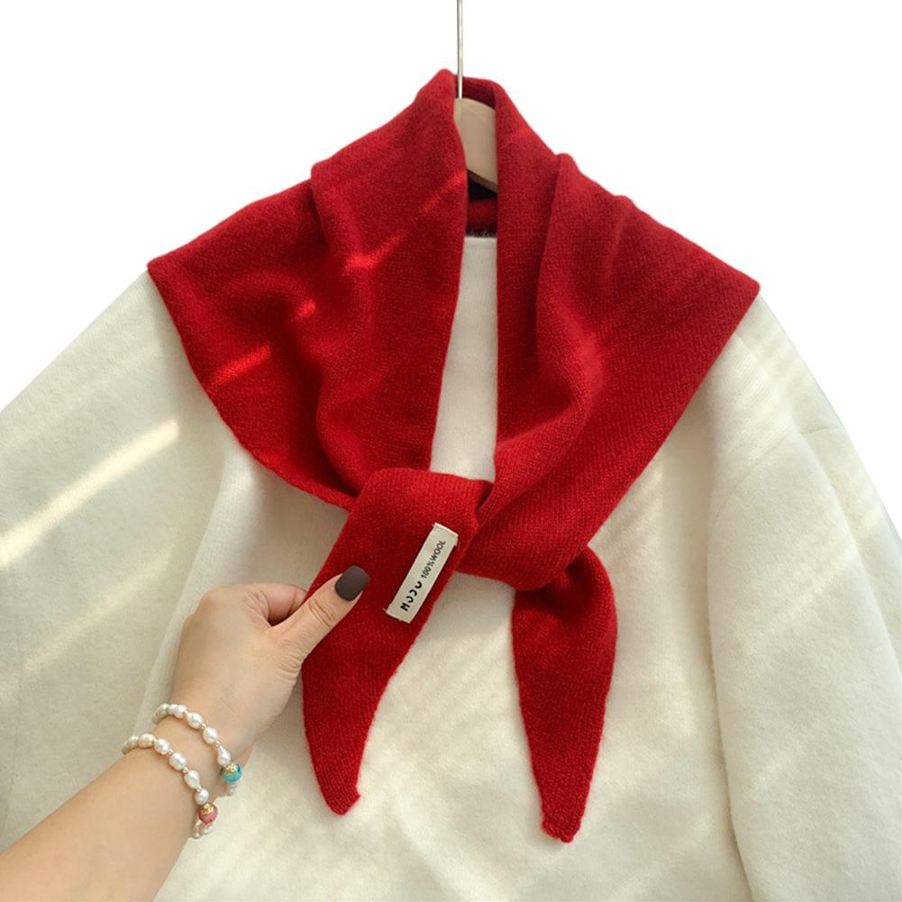 Solid Color Winter Korea Knitted Triangle Scarf Wool Warm Shawl Scarf Women Neck Protection Cashmere Scarfs Gifts