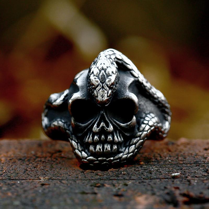 BEIER 2022 New Design Stainless Steel Skull Snake Ring Punk Gothic Biker Jewelry For Men Wholesale Gift Dropshipping