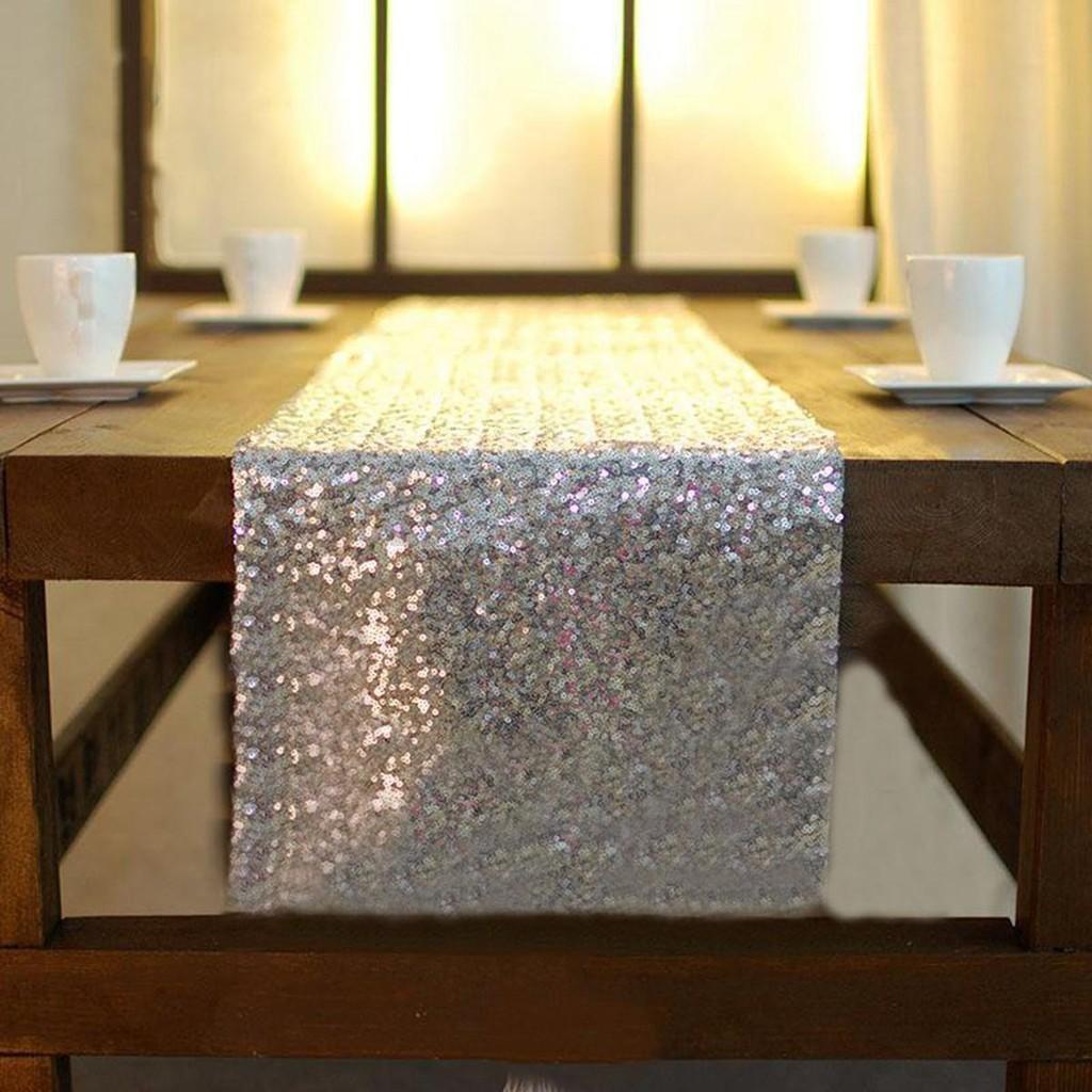 Stunning 12 x118 Sparkle Sequin Table Runner In Gold Silver Rose Gold And Champagne Silver,12 X 118