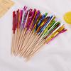 50Pcs Tassel Fireworks Cake Topper Cocktail Picks Dessert Food Fruit Toothpick for Wedding Birthday Party Decoration Christmas