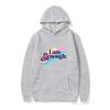 Unisex 'I Am Kenough' Rainbow Print Loose Hooded Sweatshirt - Black