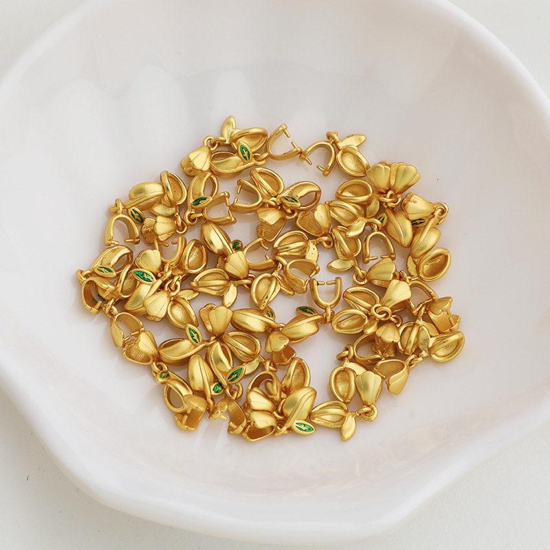 Gold-Plated Oil-Drip Leaf Clasp Jade Necklace Connector Accessory
