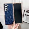 For Samsung Galaxy Z Fold 6 5 4 3 5G Case Luxury Plaid Leather Electroplated Folding Shockproof Protection Hard Cover Accessories