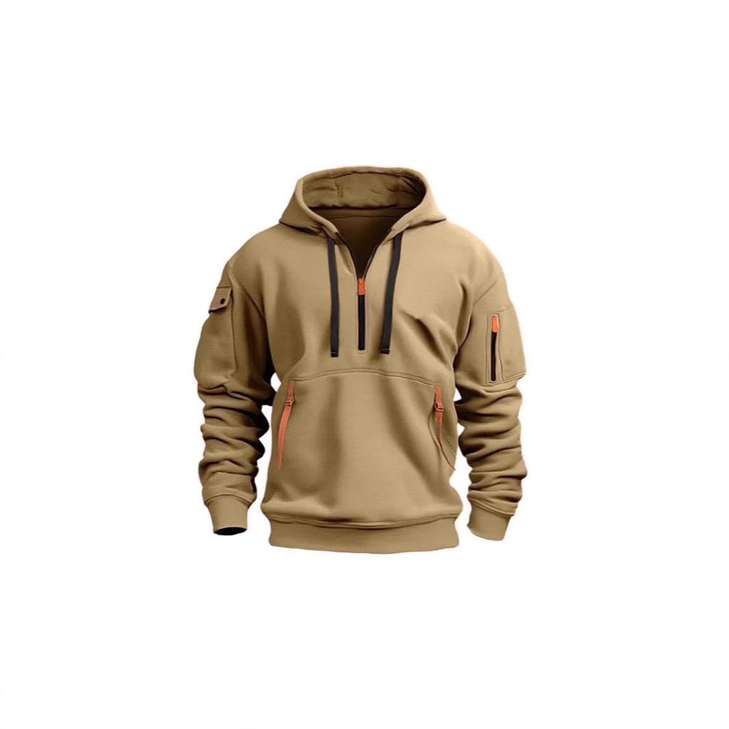 Herren American Hot Style Frühling/Herbst Hoodie mit Reißverschluss, Taschen und Banddetails