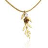 Necklace Stainless Steel Gold Plated 14K Gold Leaves Rose Cubic Zirconia