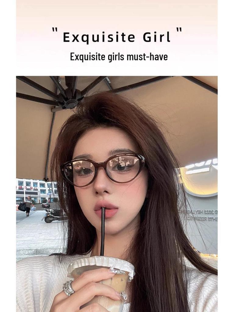 Retro Cat Eye TR90 Frame Glasses: Anti-Blue Light, Plain Lenses for Women 81059