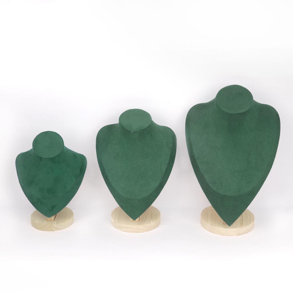 1pc Velvet Portrait Necklace Storage Rack With Wooden Base Jewelry Display Stand Jewelry Mannequin Bust Holder