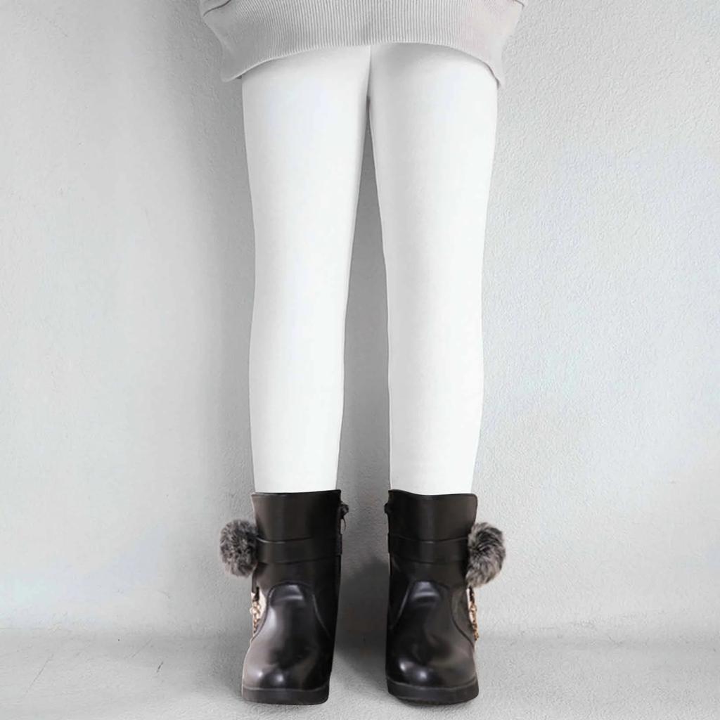 Barnmode Enfärgade Fleecefodrade Termobyxor Mångsidiga Underställsbyxor