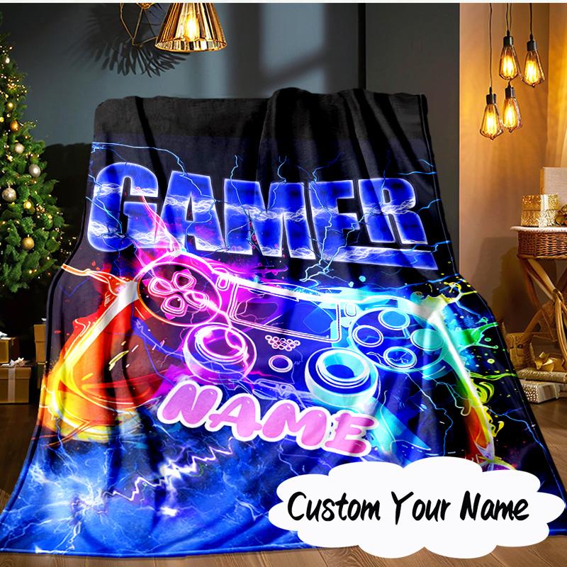 Custom Name Game Controller Blanket  Ideal Bedding Blanket Perfect for Travel, Camping, Living Rooms, Offices, Sofas, Fan Christmas Gift