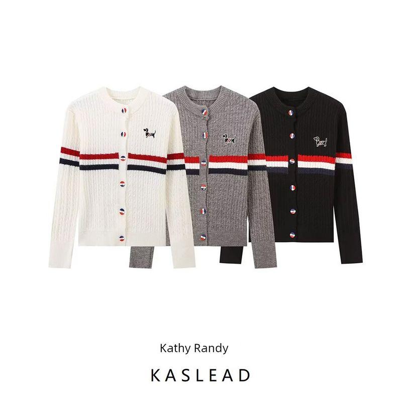 Kaslead New Arrival Women's Clothing Fashion Style Stylish Simple and Versatile Casual Button Decoration Knitting Cardigan