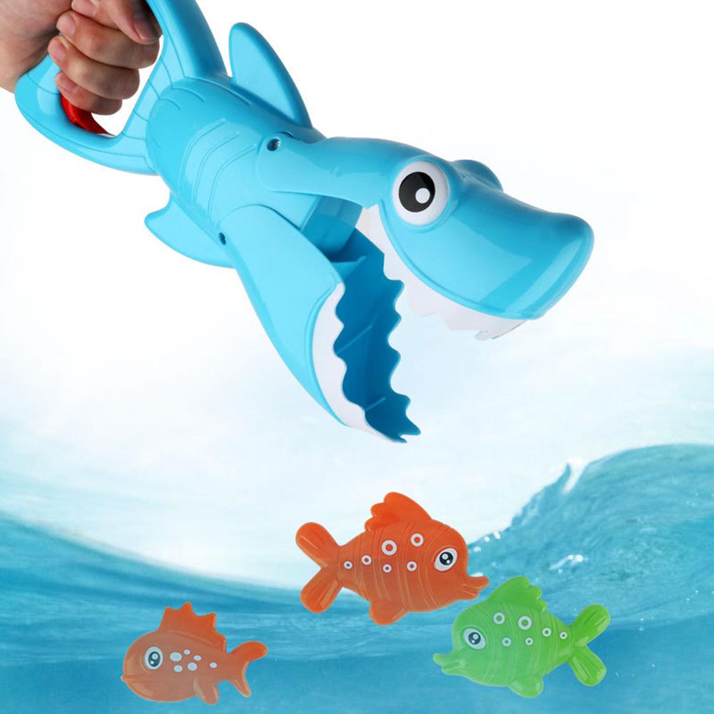 1 Set Funny Shark Grabber Bath Toy For Boys Girls Catch Game With 4 Fishes Bathtub Interactive Bathing Puzzle Fishing Water Toy