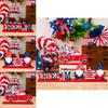4th Of Whimsical July Wooden Gnome Letter Decorations For Patriotic Home Styling