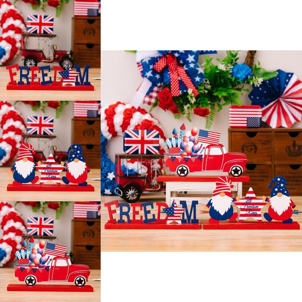 4th Of Whimsical July Wooden Gnome Letter Decorations For Patriotic Home Styling