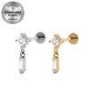 Euro Cross 316L Stainless Steel Heart-Shaped Zircon Threaded Ear and Lip Stud.