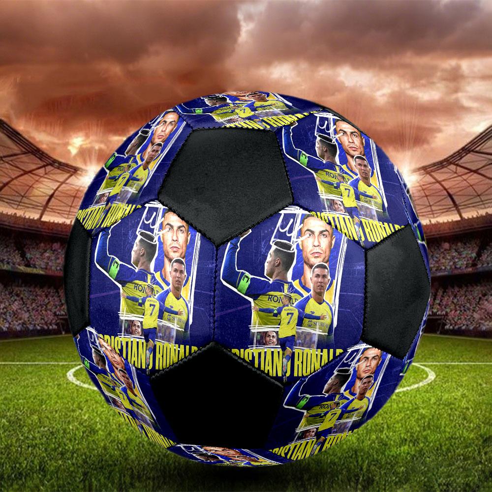 1 pièce Cristiano Ronaldo taille 5 ballon de football PrahaBallon de Football Indoor Coloré Tous Âges Cousu à la Machine PVC Prêt pour la Compétition Durable Haut Rebond