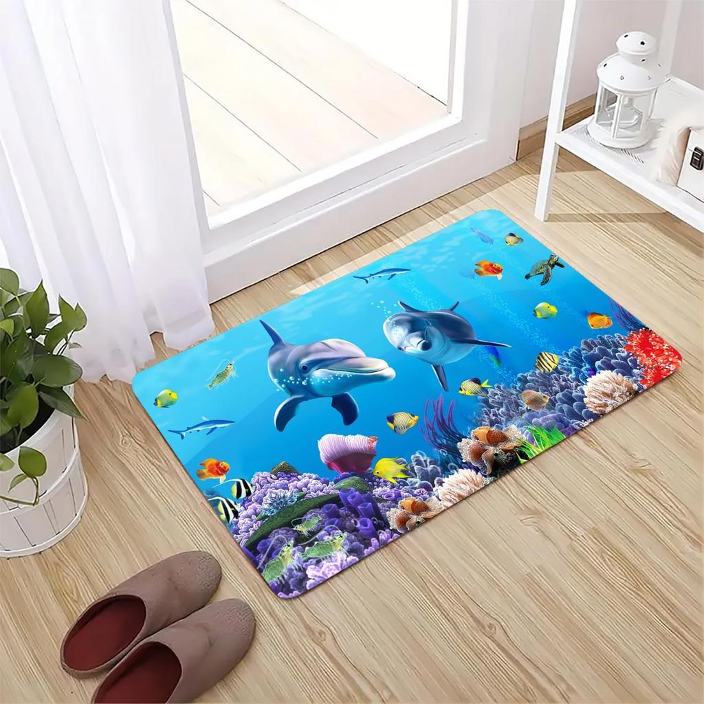 Bathroom Uses Absorbent Non Slip Bath Mats, Kitchen Floor Mats, Artistic Small Stone 3D Carpets (24x16 Inches), and Flannel Memo