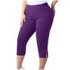 Women's Plus Size Casual Sports Yoga Leggings Elastic Waistband Capri Pants Stretchable Fitness Bottoms for Workout and Leisure