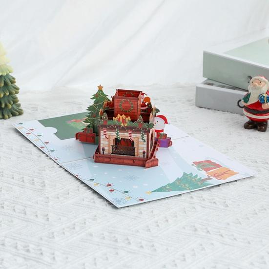 Yousheng 3D Christmas Fireplace Greeting Card Pop-Up Holiday Card for Festive Wishes Cozy Holiday Home Decoration