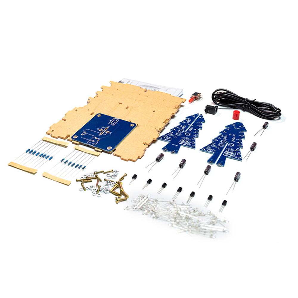 Three-Dimensional 3D Christmas Tree LED DIY Kit 7 Colors LED Flash Circuit Kit Electronic Fun Suite