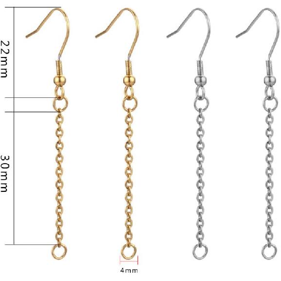 6pcs Earring Hook Extension Cable Earline Fish Hook Extension Chain Connector, Used for DIY Jewelry Production, Low allergenic Jewelry Earring
