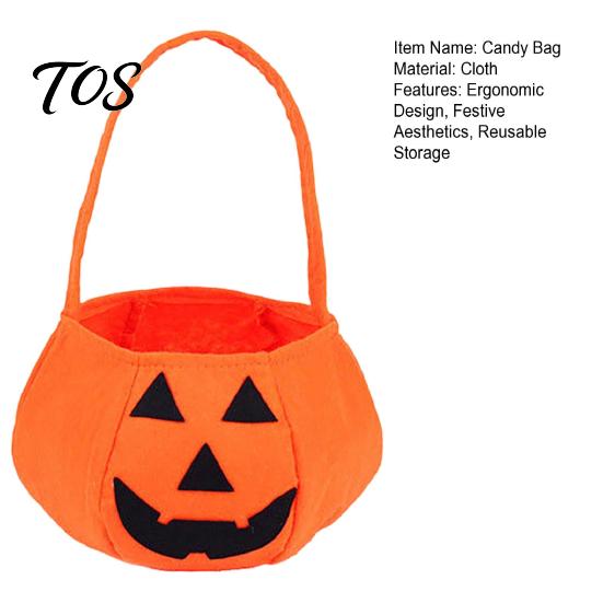 Halloween Candy Bags for Kids Felt Bag, Pumpkin Ghost Skull Cat Owl Tote Decorative Holiday Sacks Kids, Non Woven Trick or Treat Handbag, Party Favor